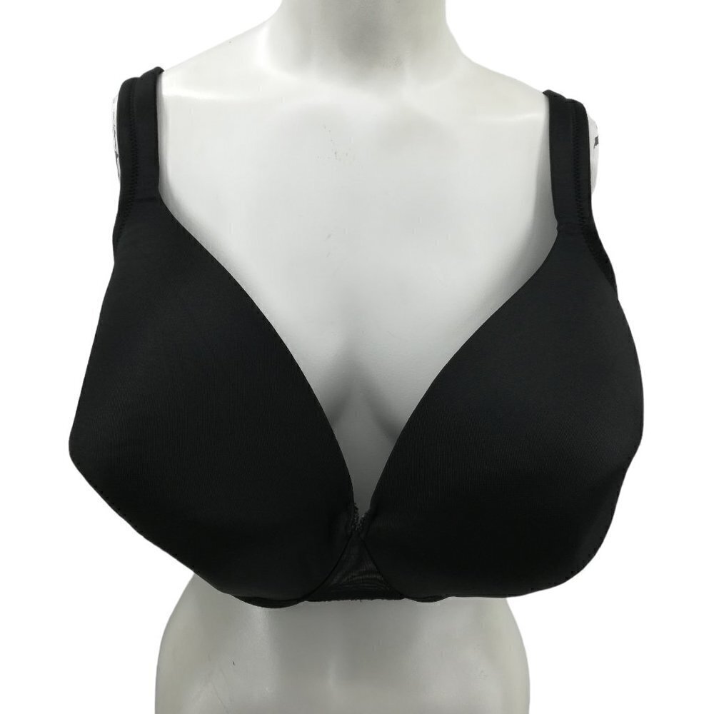 Cacique Lightly Lined Full Coverage Black Bra Size 46DDD Underwire Adjustable
